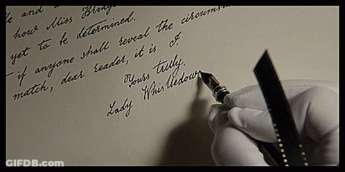 A Person Is Writing A Letter With A Fountain Pen That Says Lady GIF