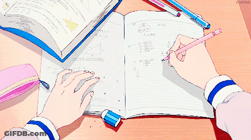 A Person Is Writing In A Notebook With A Pencil On A Table GIF