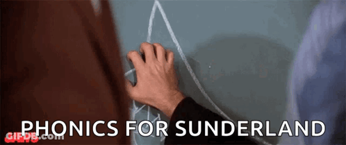 A Person Is Writing On A Blackboard With The Words " Phonics For Sunderland " GIF