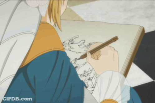 A Person Is Writing On A Piece Of Paper With A Pen In A Drawing Book GIF