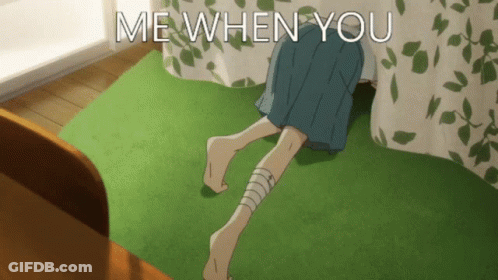 A Person Laying On A Green Rug With The Words Me When You GIF