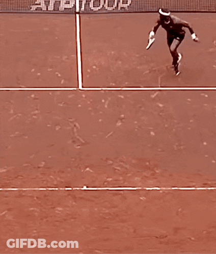 A Person Laying On A Tennis Court With The Word Atp On It GIF