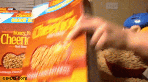 A Person Opens A Box Of Honey Nut Cheerios Cereal GIF