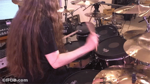 Person Playing Drum Set With Drums Text GIF