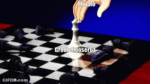 A Person Playing A Game Of Chess With The Name Minato On The Bottom GIF