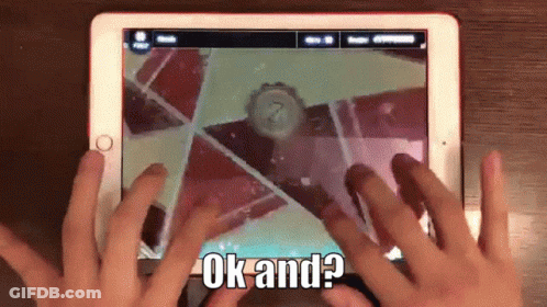 A Person Playing A Game On A Tablet With The Words Ok And Written On The Screen GIF