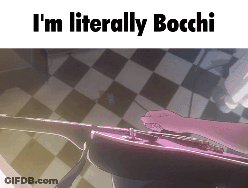 A Person Playing A Guitar With The Words I 'M Literally Bocchi GIF