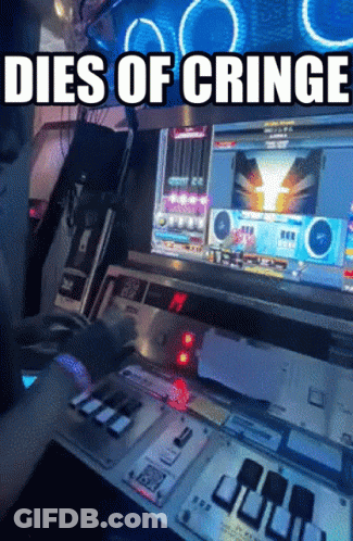 A Person Playing A Video Game With The Words Dies Of Cringe Written Above Them GIF