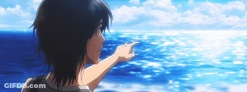 A Person Pointing At A Body Of Water With Their Finger GIF
