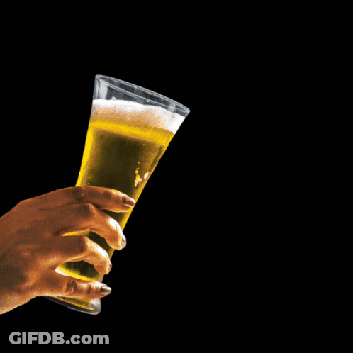 A Person Pouring Beer Into A Glass With The Words International Beer Day Behind Them GIF