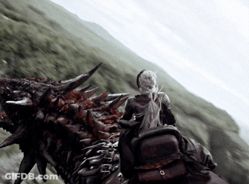 A Person Riding On The Back Of A Dragon With The Letter O On It GIF