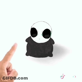 A Person 'S Finger Is Pointing At A Stuffed Animal With Sunglasses On . GIF