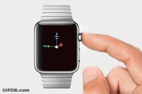 A Person 'S Finger Is Pressing A Button On A Watch That Shows A Compass On The Screen GIF