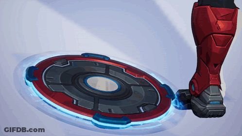 A Person 'S Foot Is Standing On A Red And Blue Circular Object GIF