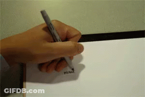 A Person 'S Hand Is Holding A Pen Over A Piece Of Paper GIF