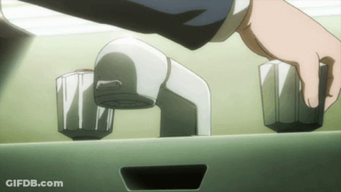 A Person 'S Hand Is Reaching Into A Sink To Turn The Faucet On GIF