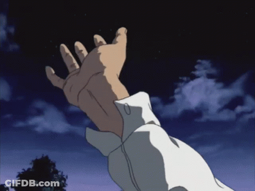 A Person 'S Hand Is Reaching Out Towards The Night Sky GIF