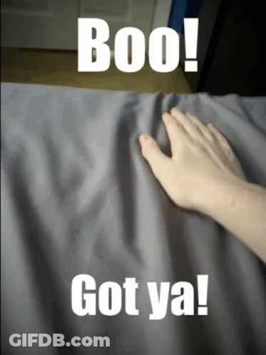A Person 'S Hand Is Touching A Gray Cloth With The Words Boo Got Ya On It GIF