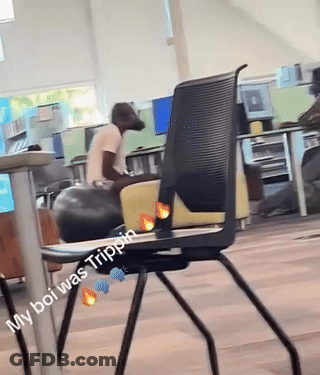 A Person Sitting On A Chair With The Words My Boi Was Trippin On The Bottom GIF