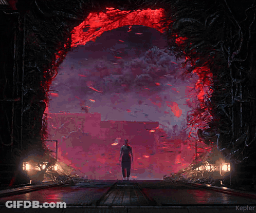 A Person Standing In A Tunnel With The Word Kepler On The Bottom Left GIF