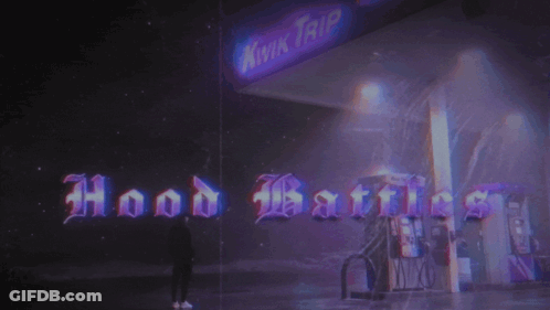 A Person Standing In Front Of A Kwik Trip That Says Hood Battles GIF
