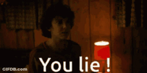 A Person Standing In Front Of A Red Cup That Says " You Lie " GIF