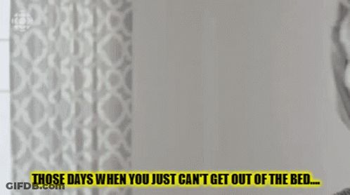A Person Standing In Front Of A Shower Curtain With The Words Those Days GIF