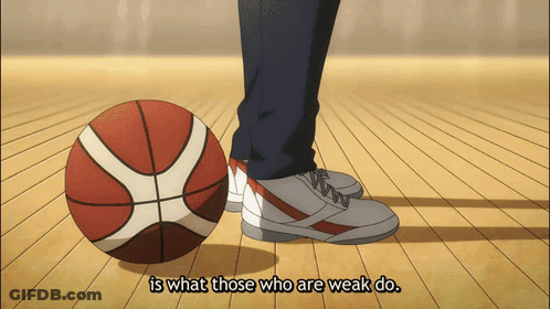 A Person Standing Next To A Basketball With The Words Is What Those Who Are Weak Do Below Them GIF