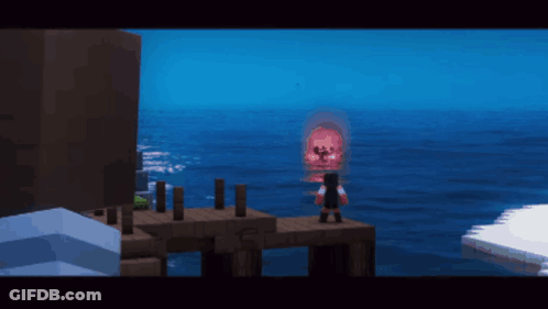 A Person Standing On A Dock In Front Of A Boat In The Ocean GIF