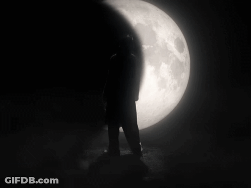 A Person Stands In Front Of A Full Moon GIF
