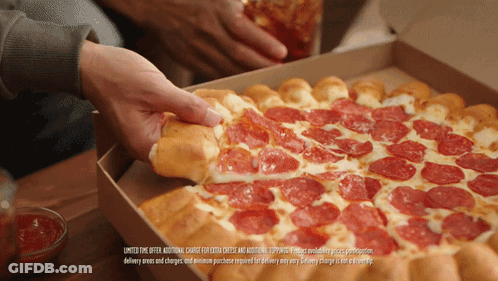 A Person Taking A Slice Of Pepperoni Pizza Out Of A Box GIF