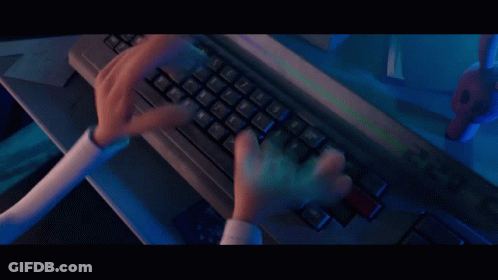 A Person Typing On A Keyboard With A Clock That Says 4:38 GIF