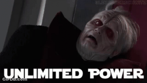 A Person Typing On A Keyboard With The Words " Unlimited Power " Behind Them GIF