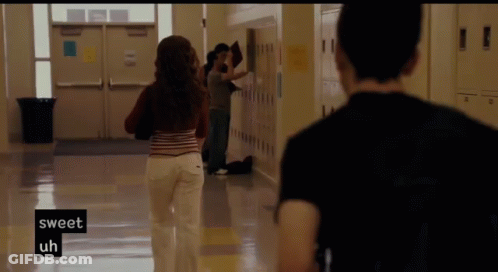 A Person Walking Down A Hallway With The Words Sweet Uh On The Bottom Right GIF