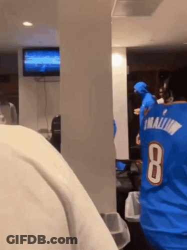 A Person Wearing A Blue Jersey With The Number 8 GIF