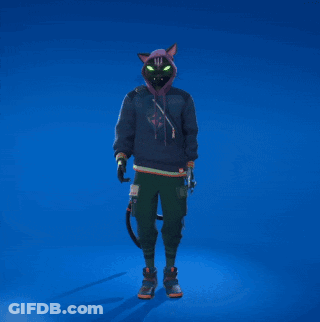 A Person Wearing A Cat Mask And A Hoodie With A Dollar Sign On It Is Standing With Their Arms Outstretched GIF