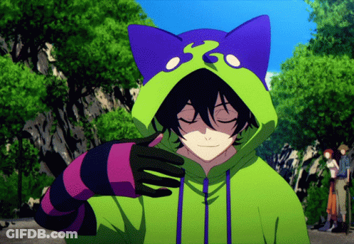 A Person Wearing A Green Hoodie With A Cat Ear On It GIF