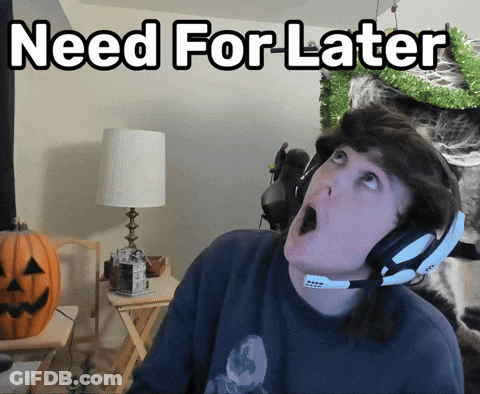 A Person Wearing A Headset With The Words Need For Later Written Above Them GIF