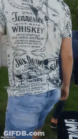 A Person Wearing A Jack Daniels Whiskey T-Shirt GIF