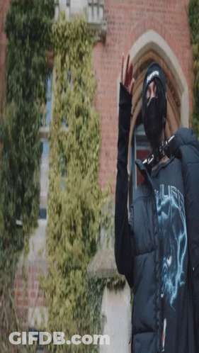 A Person Wearing A Mask And A Jacket That Says ' Supreme ' On It GIF