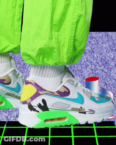 A Person Wearing A Pair Of White Nike Air Max Sneakers GIF