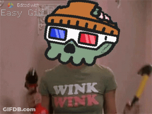 A Person Wearing A Shirt That Says Wink Wink On It GIF