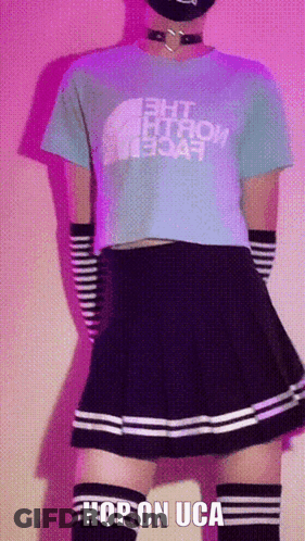 A Person Wearing A T-Shirt That Says The North Face GIF