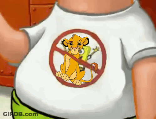 A Person Wearing A T-Shirt With A Picture Of A Lion In A No Sign GIF