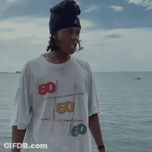 A Person Wearing A T-Shirt With The Number 50 On It GIF