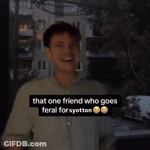 A Person Wearing A Wolf Mask With The Caption That One Friend Who Goes Feral For Syutton GIF