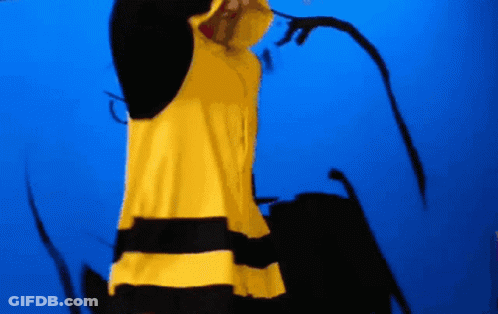 A Person Wearing A Yellow And Black Striped Shirt GIF