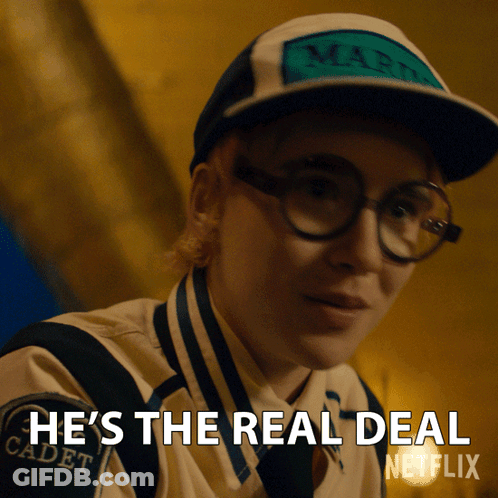 A Person Wearing Glasses And A Hat Says He 'S The Real Deal GIF