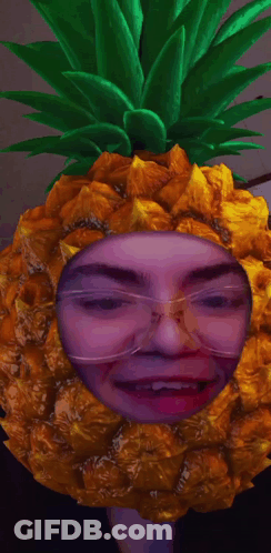 A Person Wearing Glasses And A Pineapple Headpiece GIF