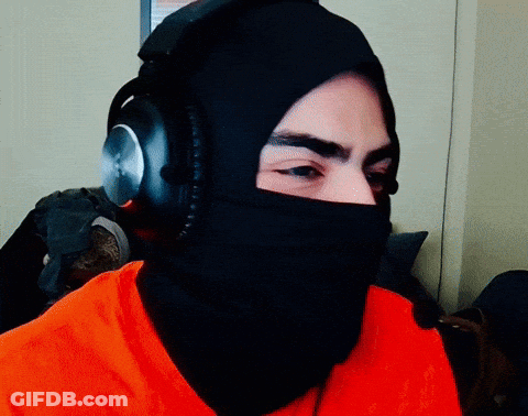 A Person Wearing Headphones And A Black Mask GIF